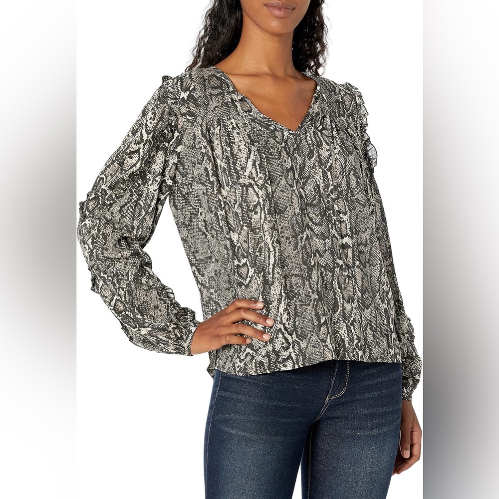 Jessica Simpson Black and Gray Snake Print Blouse